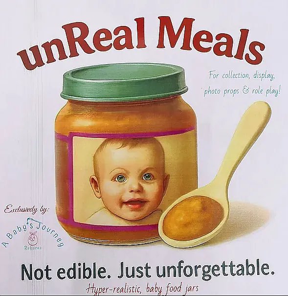 1 UnReal Meals fake food jar-prunes