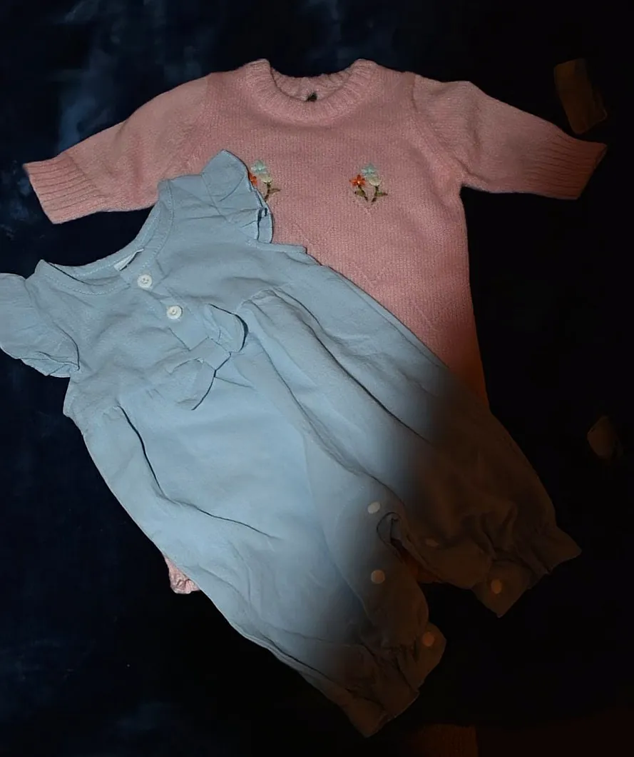 3 Girl Romper Outfits- Size 1 month