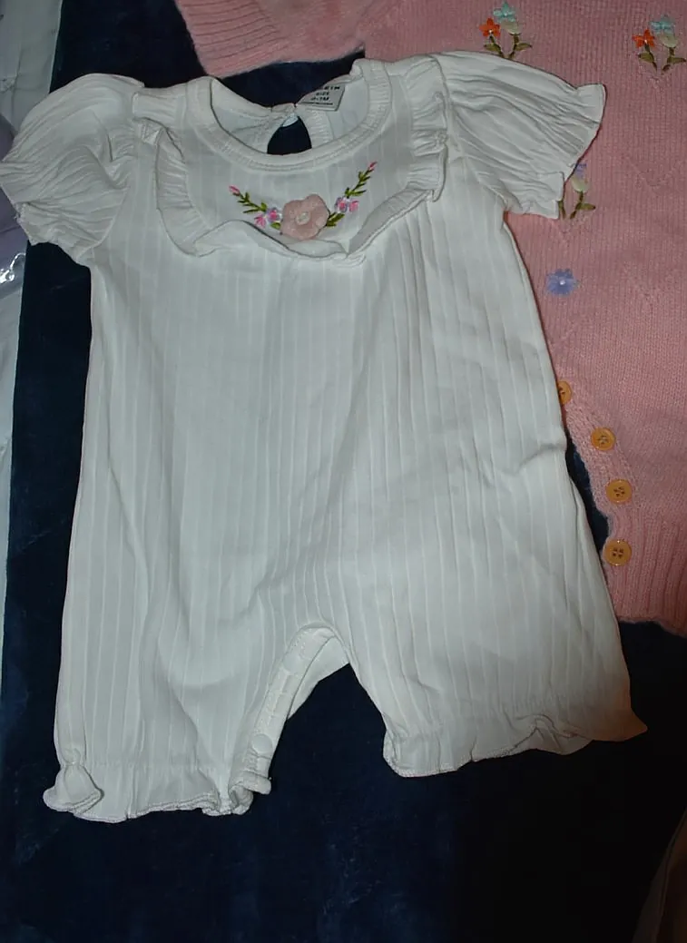 3 Girl Romper Outfits- Size 1 month